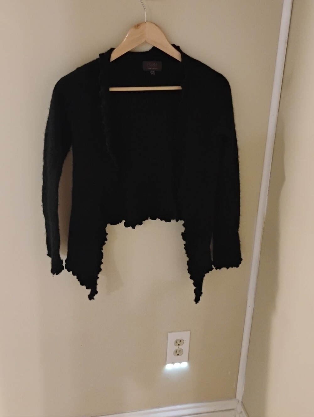 Pure Collection Cashmere Ruffled Edge Open Style Draped Cardigan Sz 4 Y2k Style